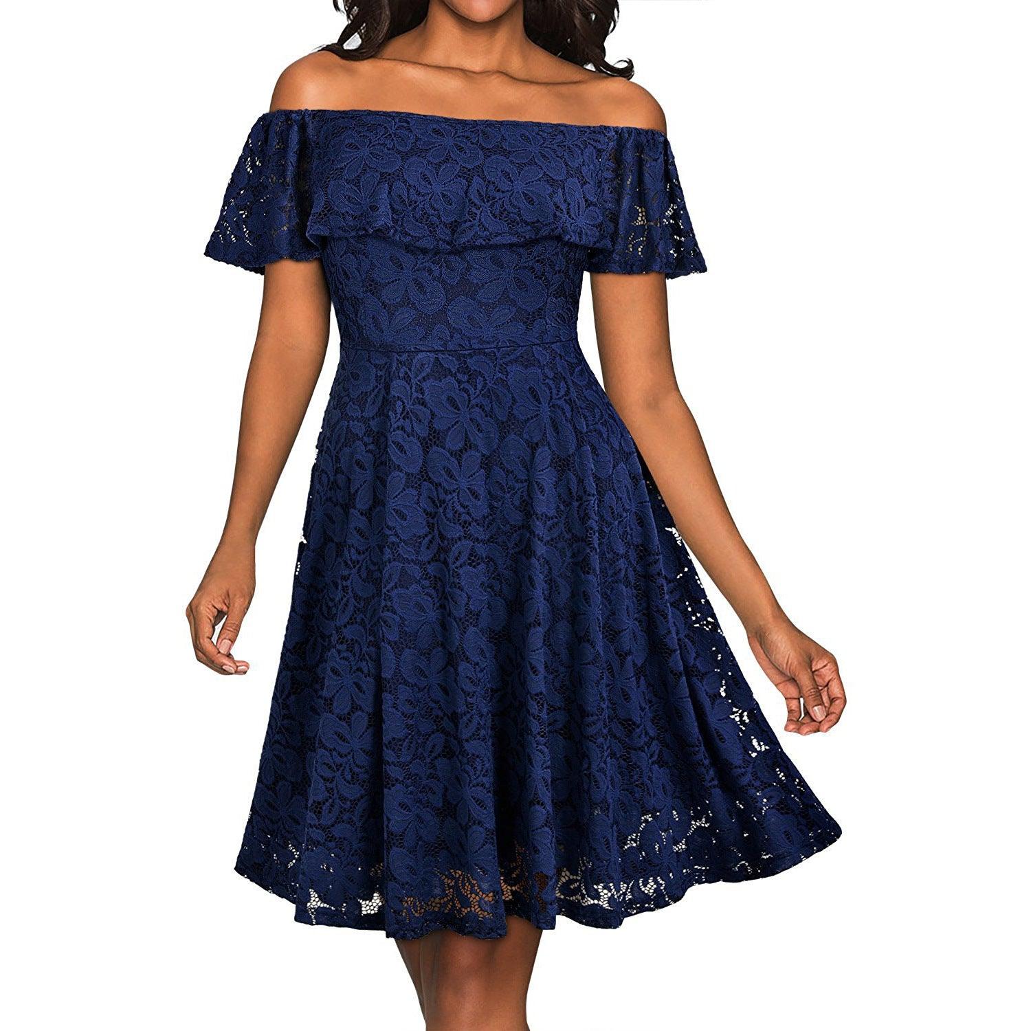 2021 summer new Amazon explosion word, shoulder lace big pendulum dress, Alibaba wholesale factory - Ganesha's Market