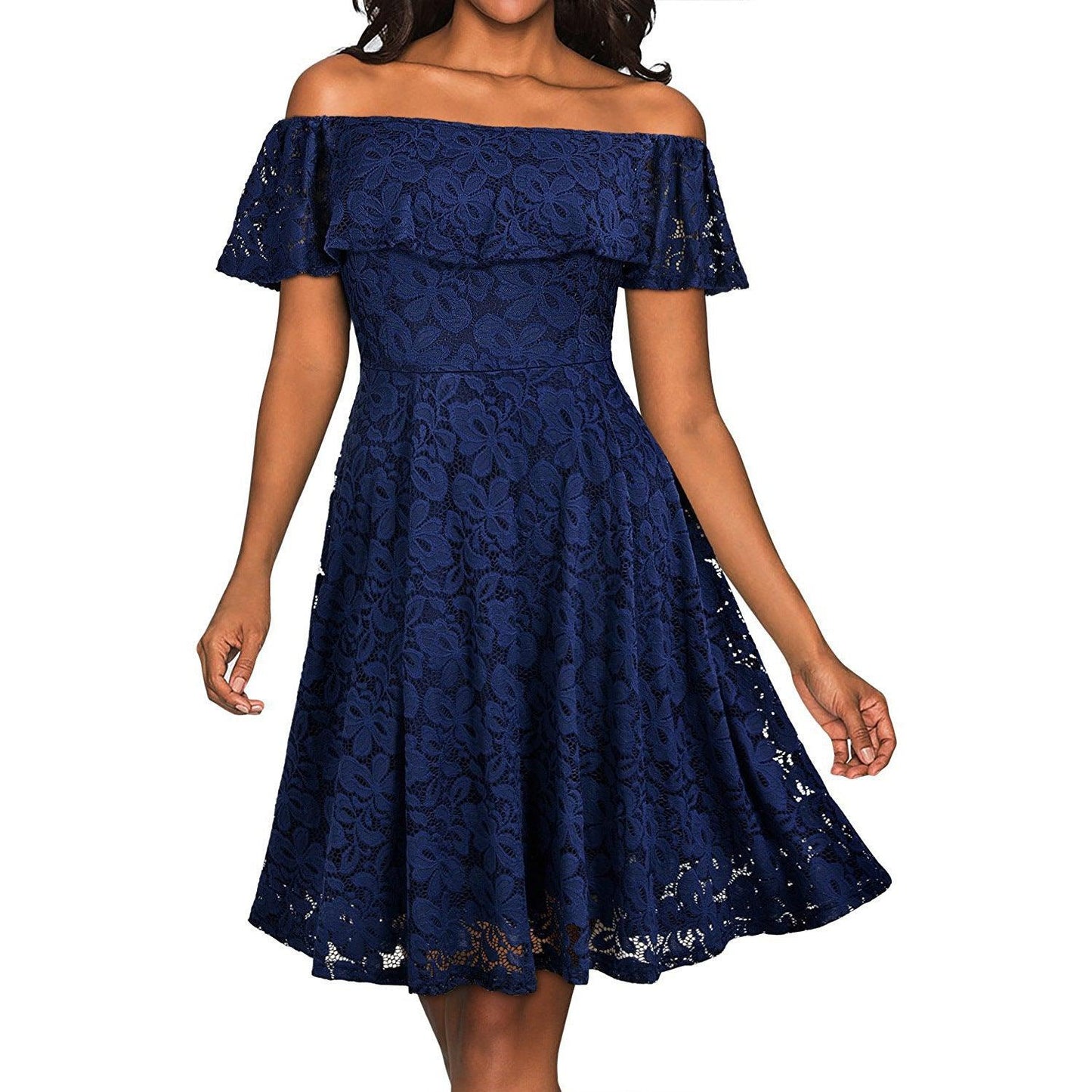2021 summer new Amazon explosion word, shoulder lace big pendulum dress, Alibaba wholesale factory - Ganesha's Market
