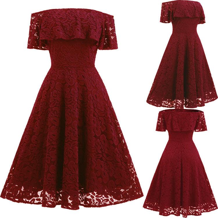 2021 summer new Amazon explosion word, shoulder lace big pendulum dress, Alibaba wholesale factory - Ganesha's Market