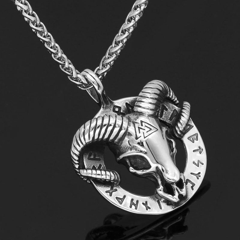 Sheep rune triangle logo stainless steel pendant necklace - Ganesha's Market