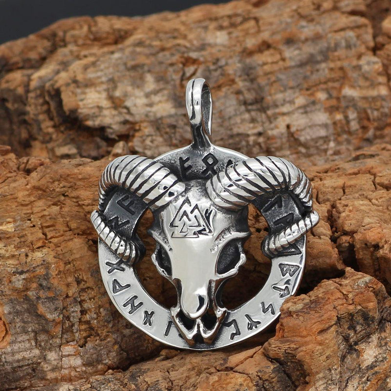 Sheep rune triangle logo stainless steel pendant necklace - Ganesha's Market