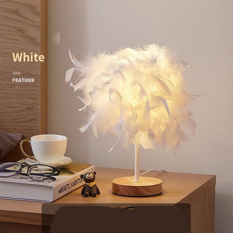 Feather Lamp (Choose Color) / Bedside Lamp / Desk Lamp - Ganesha's Market