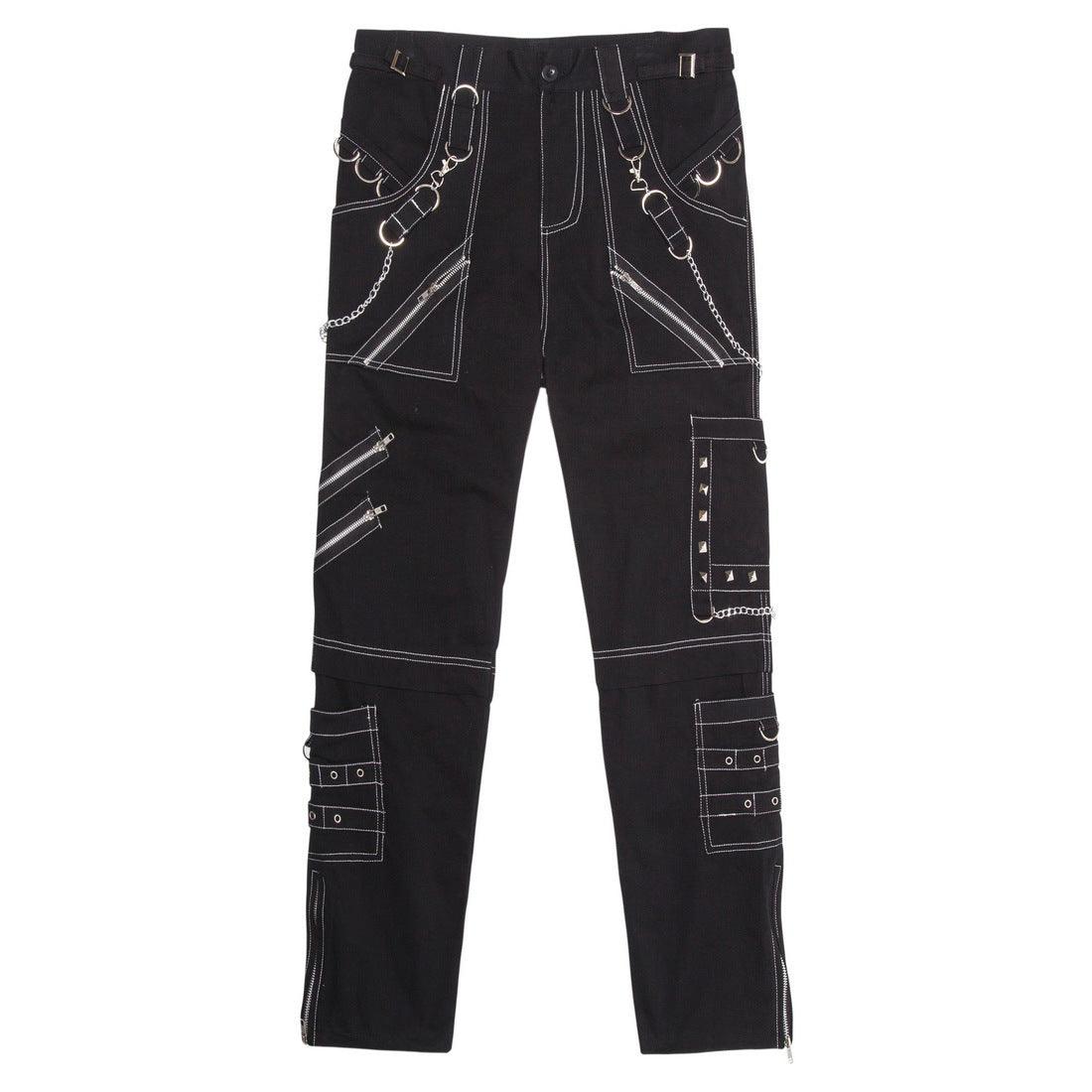 Foreign Trade Personality Casual Pants Men's Gothic Pants Punk Rock Eyelet Cargo Bondage Pants - Ganesha's Market