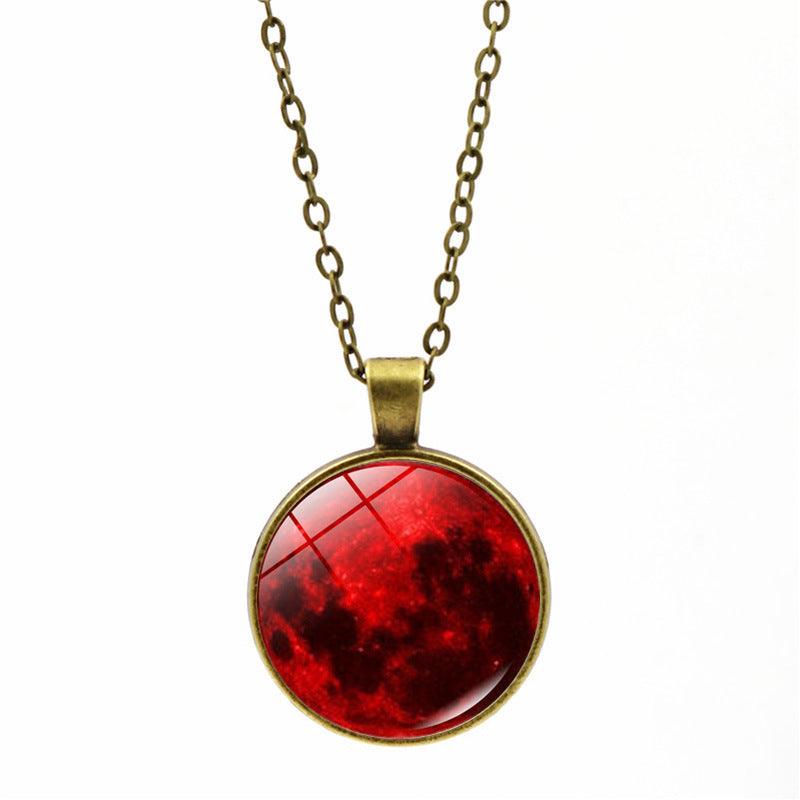 New Products Accessories Blood Moon Gothic Time Gem Necklace European and American Metal Sweater Chain Pendant - Ganesha's Market