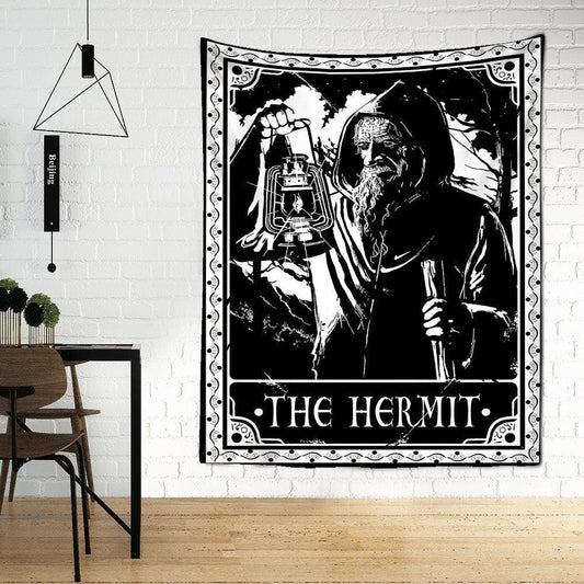 Large Tarot Card Wall Tapestry - "The Hermit" // Tarot Card Wall Hanging (Choose Size) - Ganesha's Market