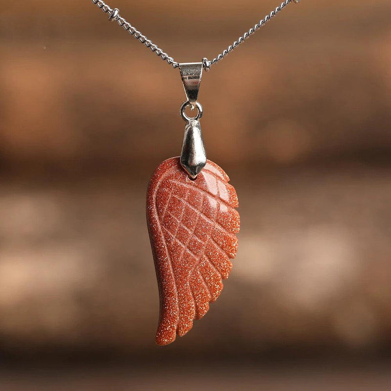 Natural Crystal Angel Wing Necklace (Choose Stone) - Ganesha's Market