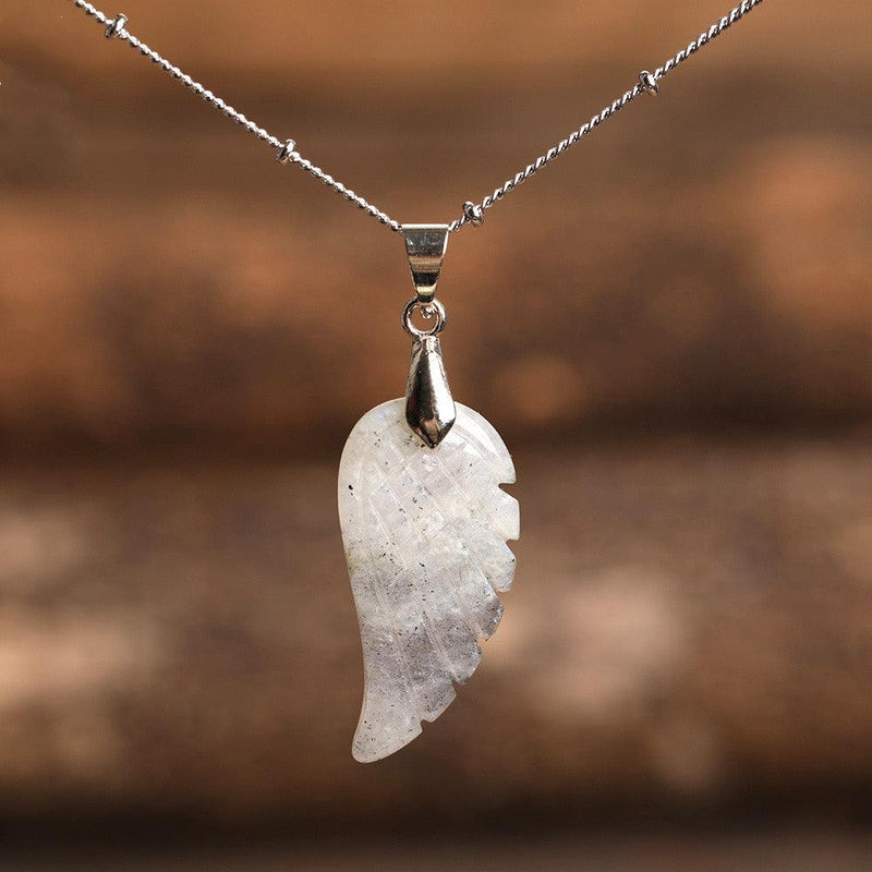 Natural Crystal Angel Wing Necklace (Choose Stone) - Ganesha's Market