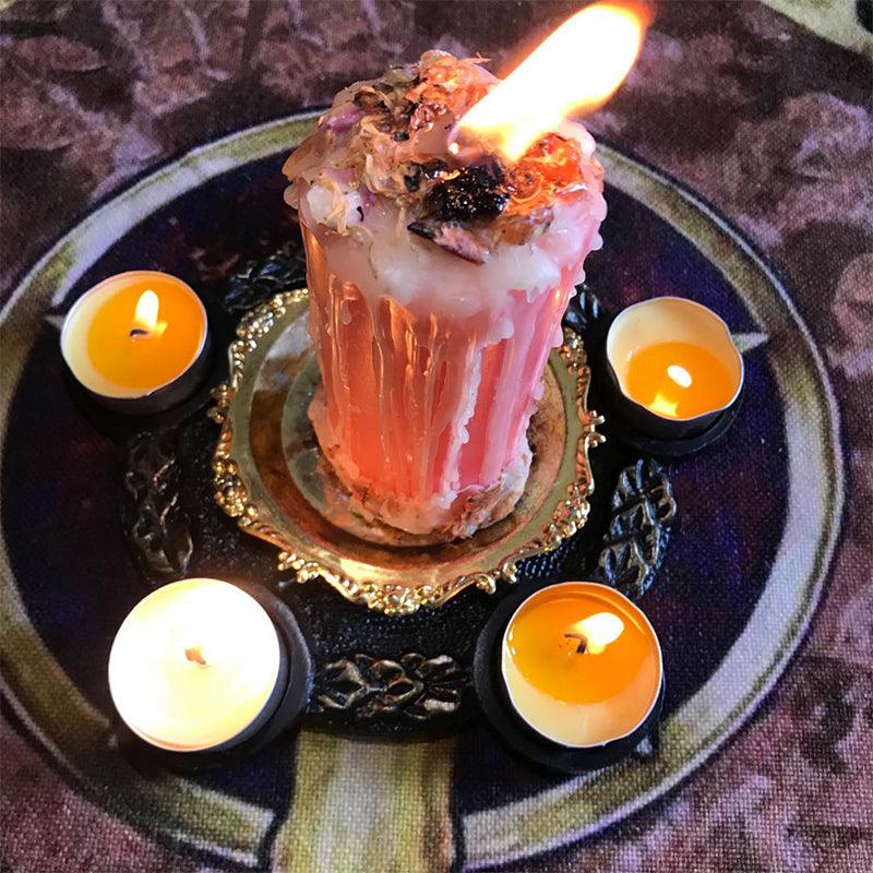 Pentagram Tealight Candle Holder | Ritual Crystal Grid - Ganesha's Market