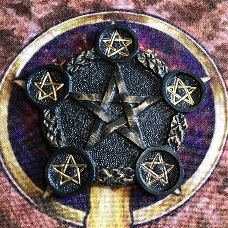 Pentagram Tealight Candle Holder | Ritual Crystal Grid - Ganesha's Market