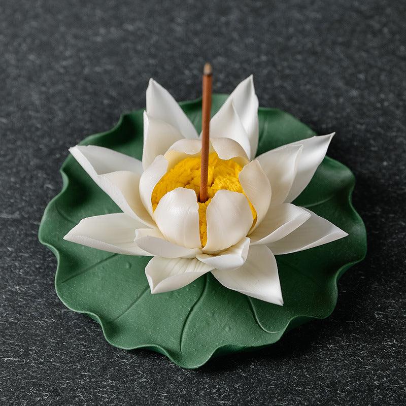 Pink and White Lotus Incense Holder | Flower Incense Burner | Incense Stick Holder | Spell Supplies (Choose Style) - Ganesha's Market