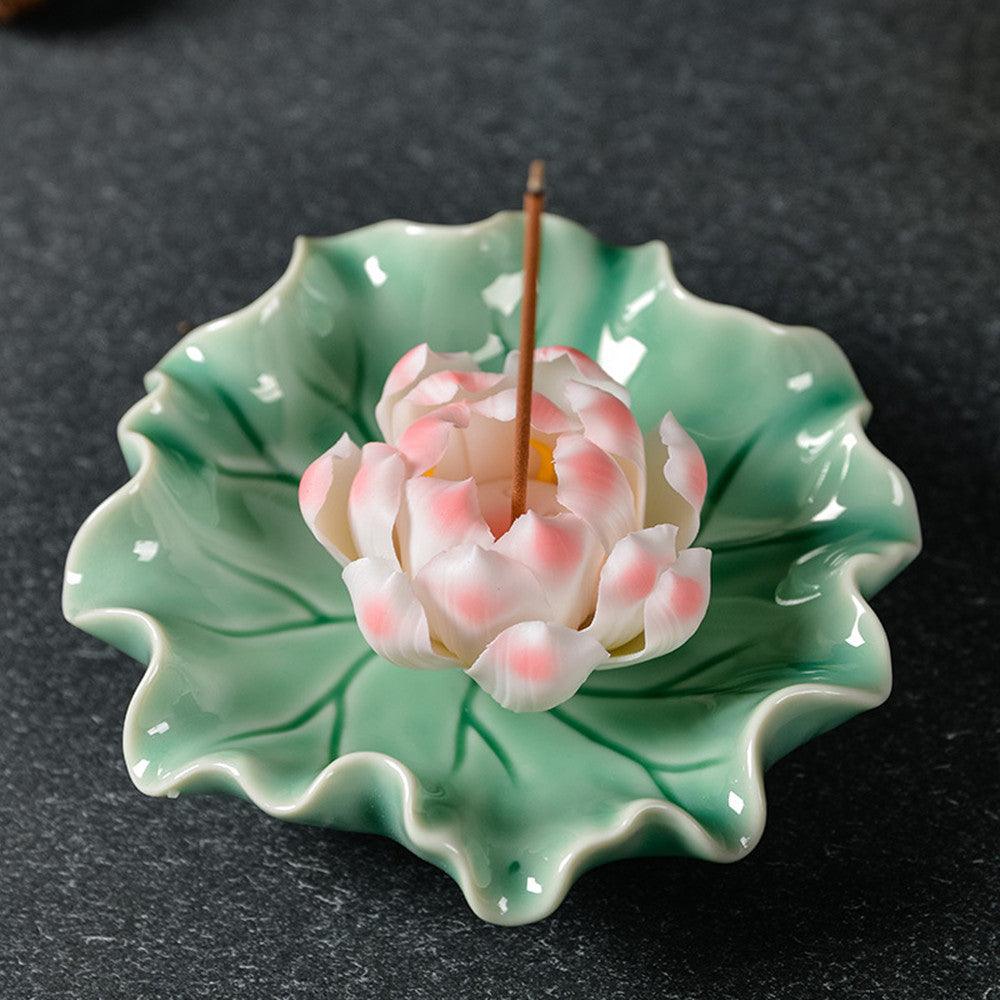 Pink and White Lotus Incense Holder | Flower Incense Burner | Incense Stick Holder | Spell Supplies (Choose Style) - Ganesha's Market