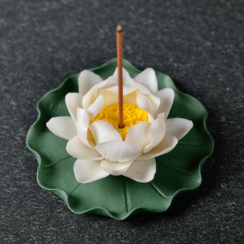 Pink and White Lotus Incense Holder | Flower Incense Burner | Incense Stick Holder | Spell Supplies (Choose Style) - Ganesha's Market