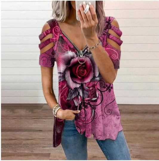 Romantic Rose Women's Graphic Shirt (Choose Color) - Ganesha's Market