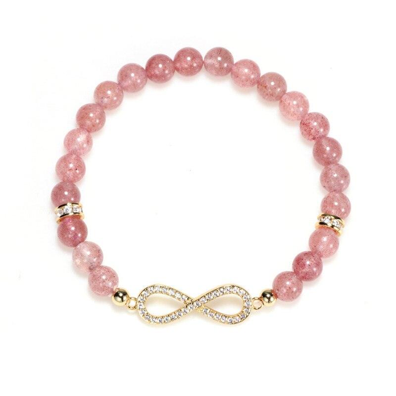 Strawberry Quartz Crystal Infinity Symbol Bracelet - Ganesha's Market