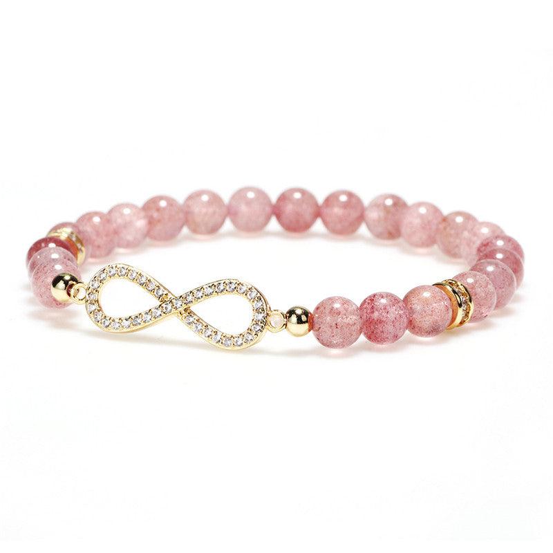 Strawberry Quartz Crystal Infinity Symbol Bracelet - Ganesha's Market