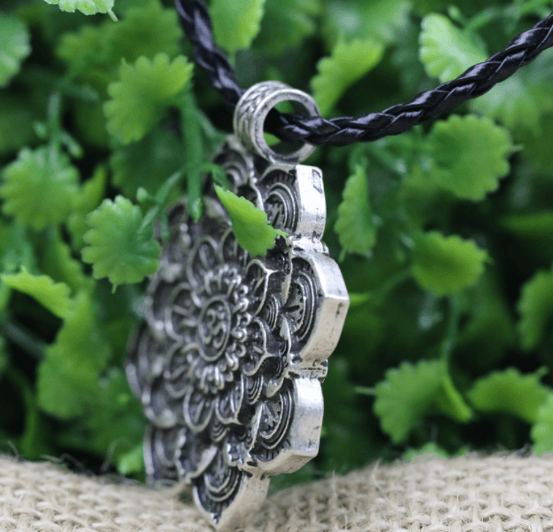 Tibetan Lotus Flower Om Mandala Necklace - Ganesha's Market