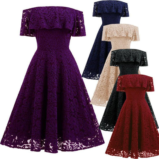 2021 summer new Amazon explosion word, shoulder lace big pendulum dress, Alibaba wholesale factory - Ganesha's Market