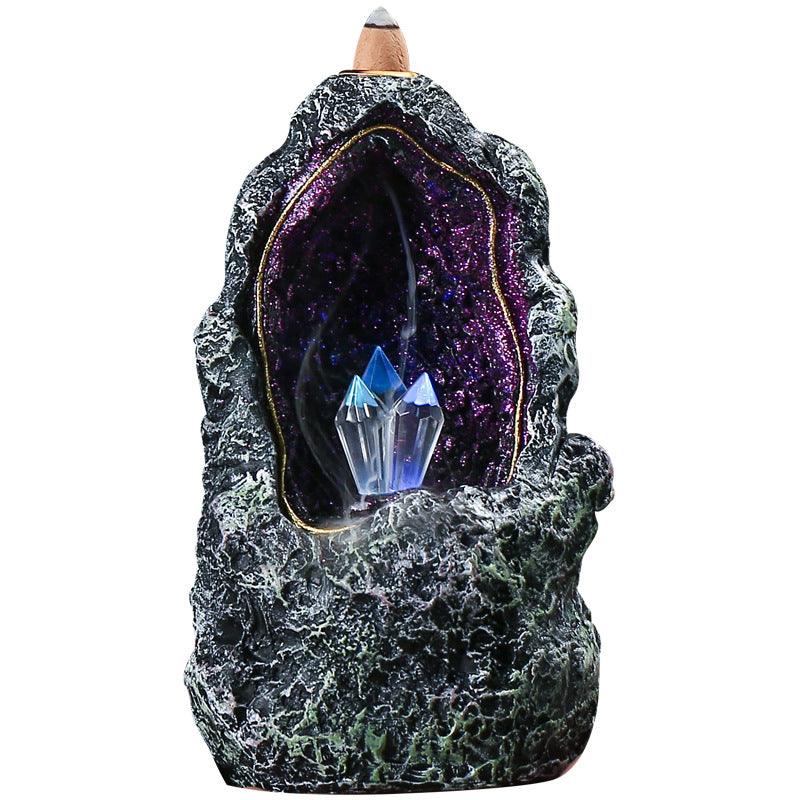 Backflow Incense Burner LED Lamp | Resin Crystal Cave Witch Altar Incense Waterfall - Ganesha's Market