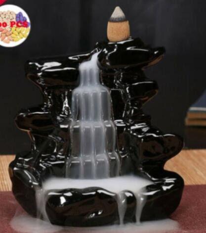 Black Ceramic Backflow Incense Burner (Choose Design) - Ganesha's Market