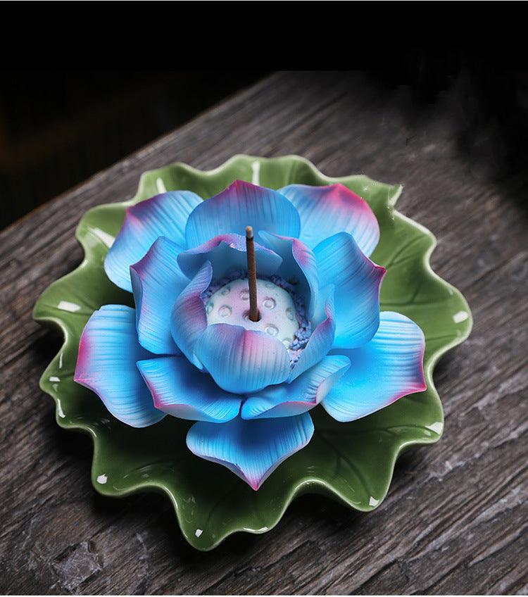 Blue Lotus Flower Incense Stick Burner - Ganesha's Market