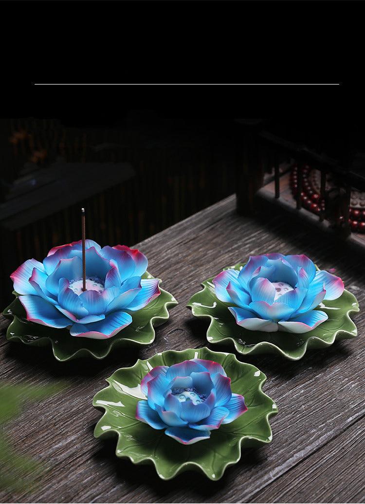 Blue Lotus Flower Incense Stick Burner - Ganesha's Market