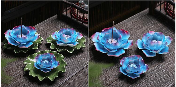 Blue Lotus Flower Incense Stick Burner - Ganesha's Market
