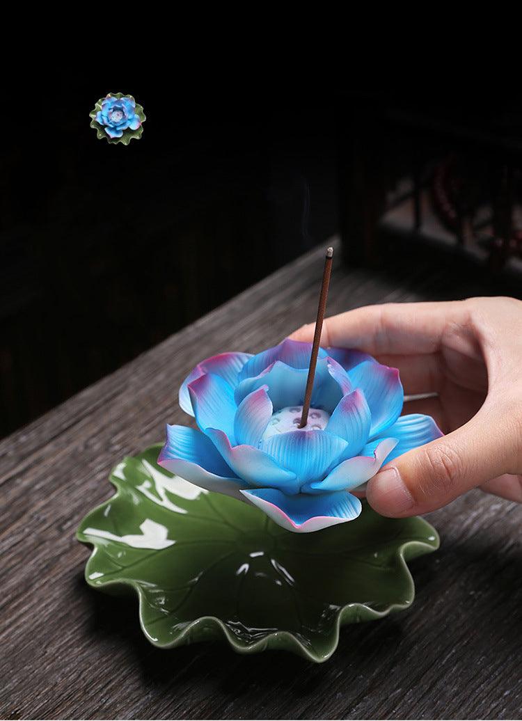 Blue Lotus Flower Incense Stick Burner - Ganesha's Market