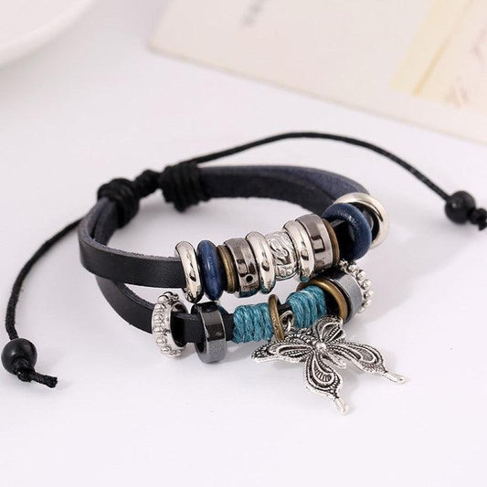 Bohemian Butterfly Leather Bracelet - Ganesha's Market