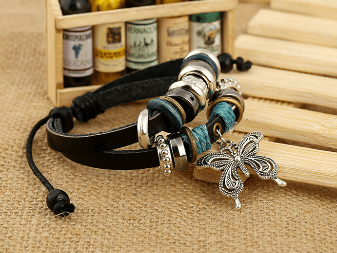 Bohemian Butterfly Leather Bracelet - Ganesha's Market