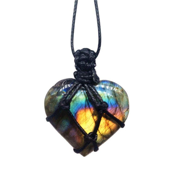 Bohemian Labradorite Crystal Heart Necklace - Ganesha's Market