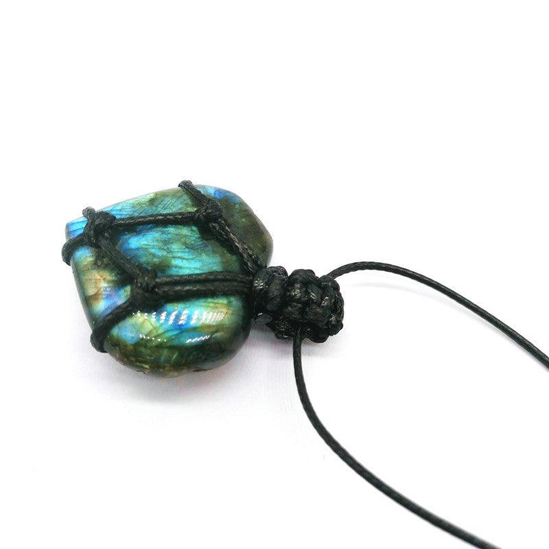 Bohemian Labradorite Crystal Heart Necklace - Ganesha's Market