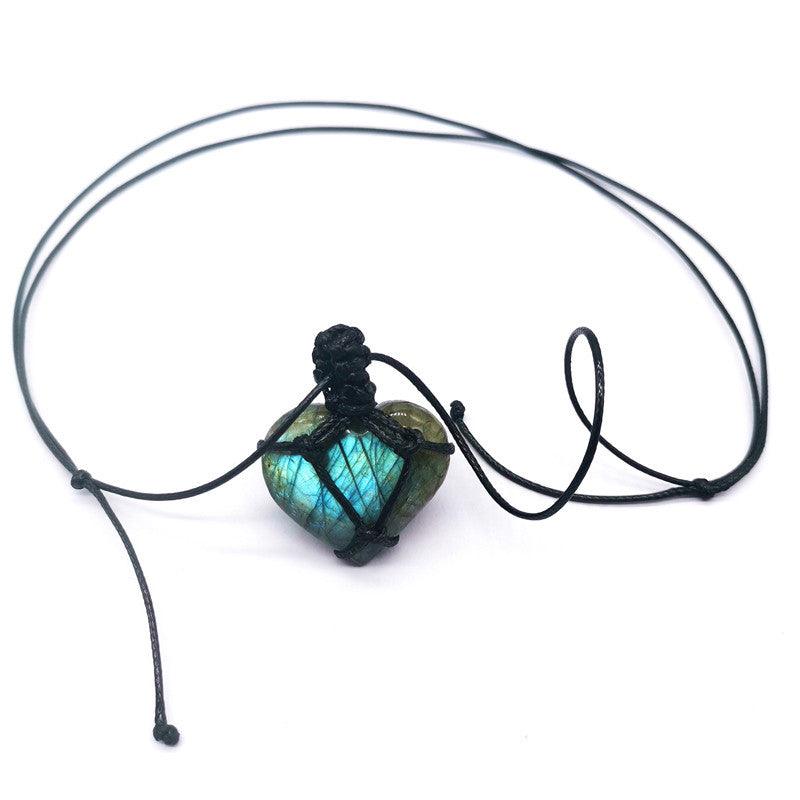 Bohemian Labradorite Crystal Heart Necklace - Ganesha's Market