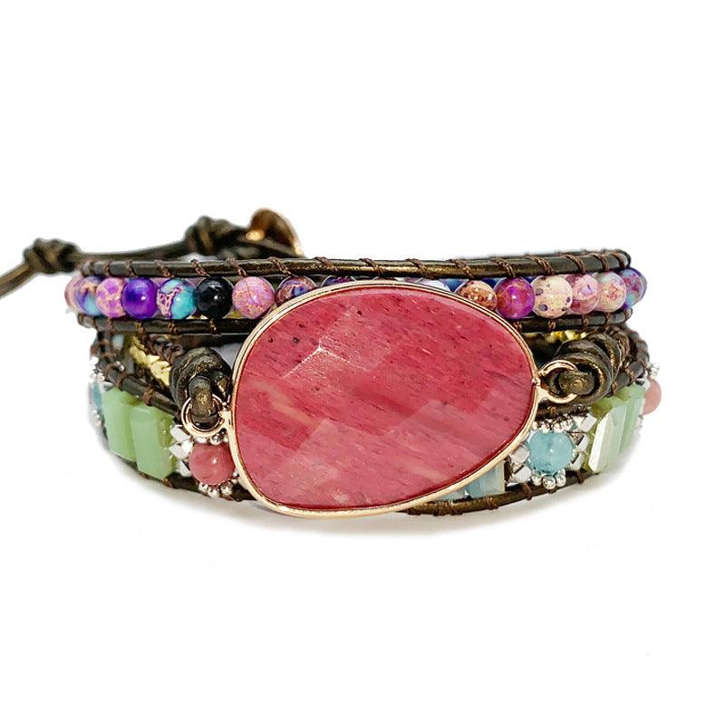 Bohemian Pink Agate Crystal Bracelet - Ganesha's Market