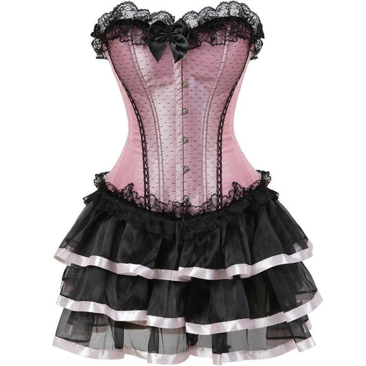 Burlesque Pink Corset Skirt (Plus Size Corsets Available) - Ganesha's Market