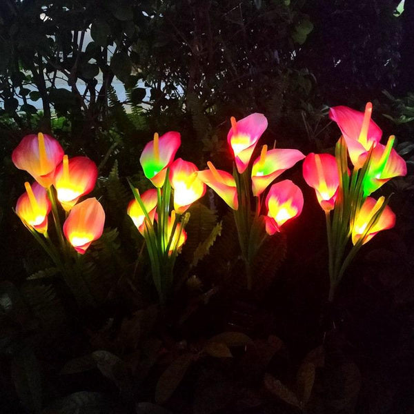 Calla Lily Flower Solar Lamp - LED Solar Lights (2 lamps) - Ganesha's Market