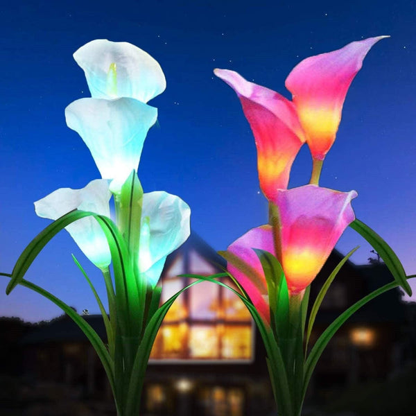 Calla Lily Flower Solar Lamp - LED Solar Lights (2 lamps) - Ganesha's Market