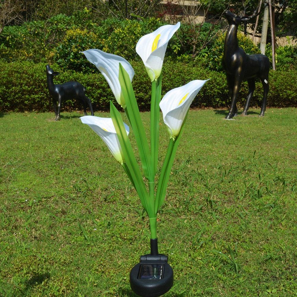 Calla Lily Flower Solar Lamp - LED Solar Lights (2 lamps) - Ganesha's Market