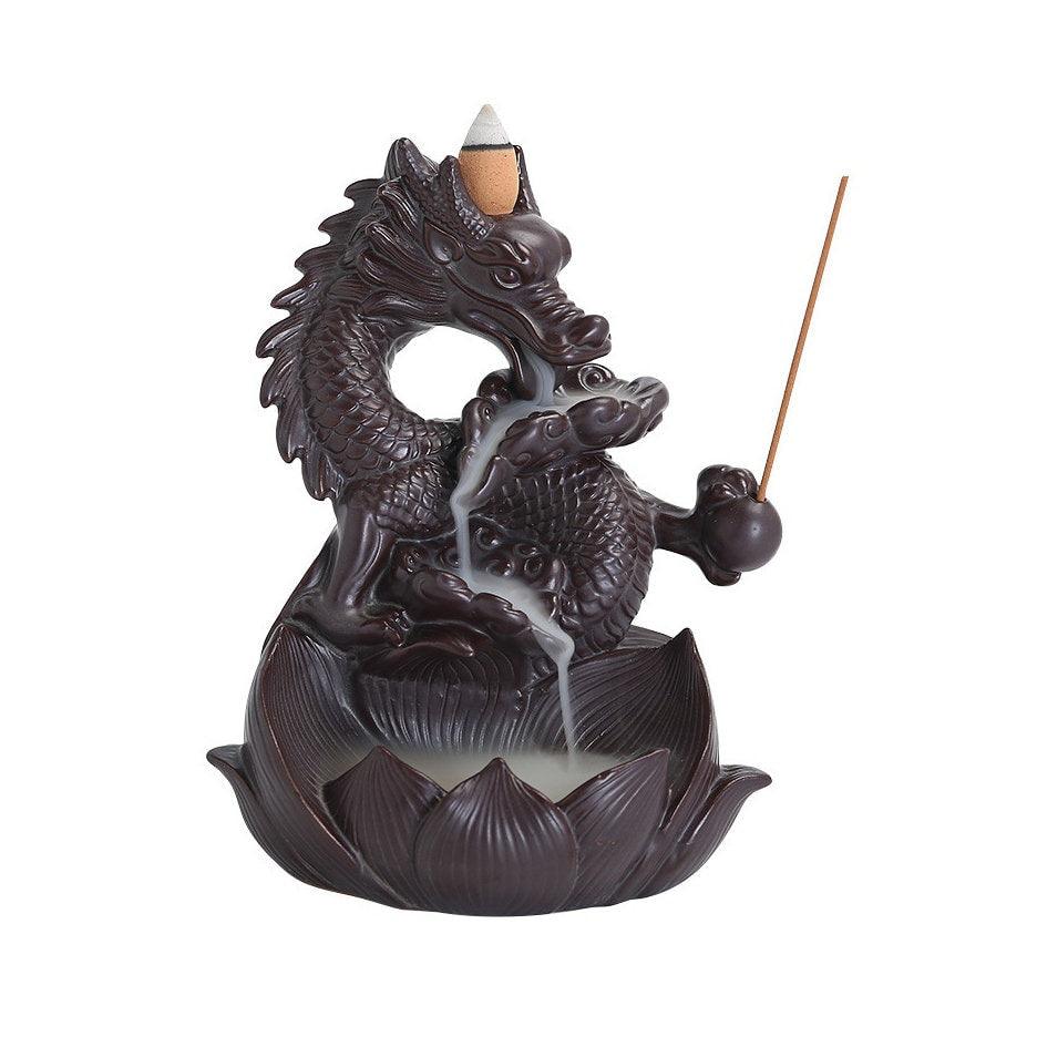 Ceramic Dragon Backflow Incense Burner (Choose Color) - Ganesha's Market