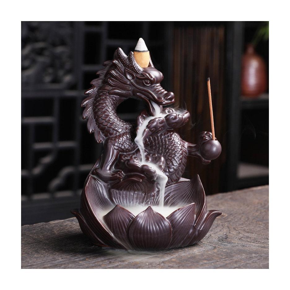 Ceramic Dragon Backflow Incense Burner (Choose Color) - Ganesha's Market