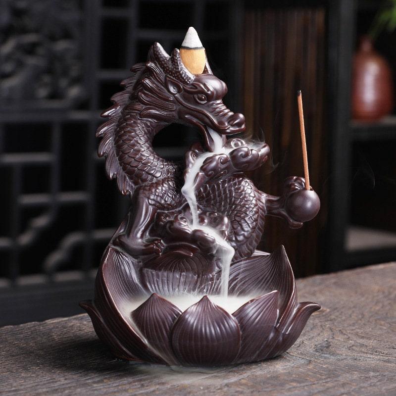 Ceramic Dragon Backflow Incense Burner (Choose Color) - Ganesha's Market