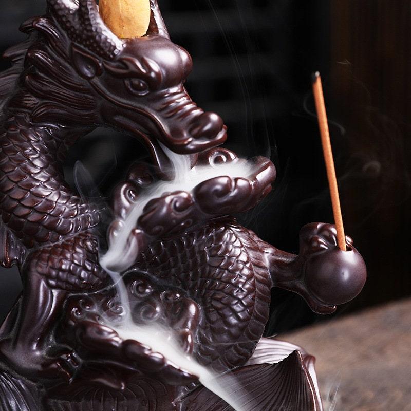 Ceramic Dragon Backflow Incense Burner (Choose Color) - Ganesha's Market