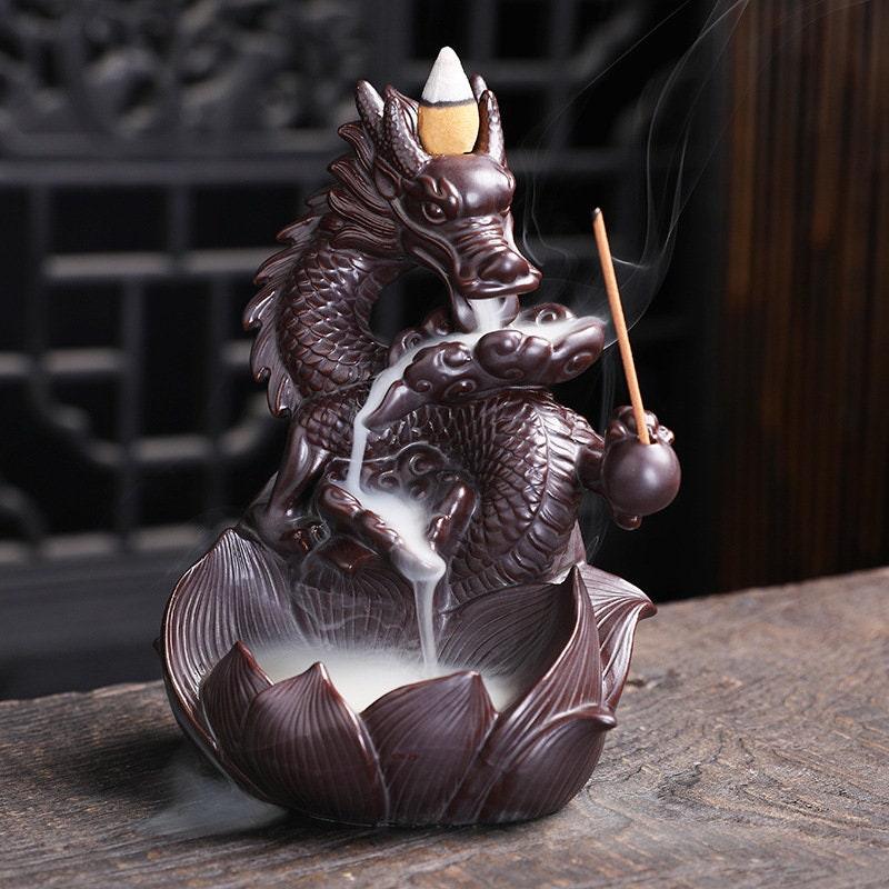 Ceramic Dragon Backflow Incense Burner (Choose Color) - Ganesha's Market