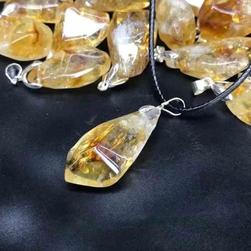 Citrine Crystal Teardrop Necklace - Ganesha's Market