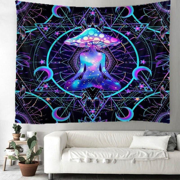 Cosmic Meditation Mushroom Tapestry - Ganesha's Market