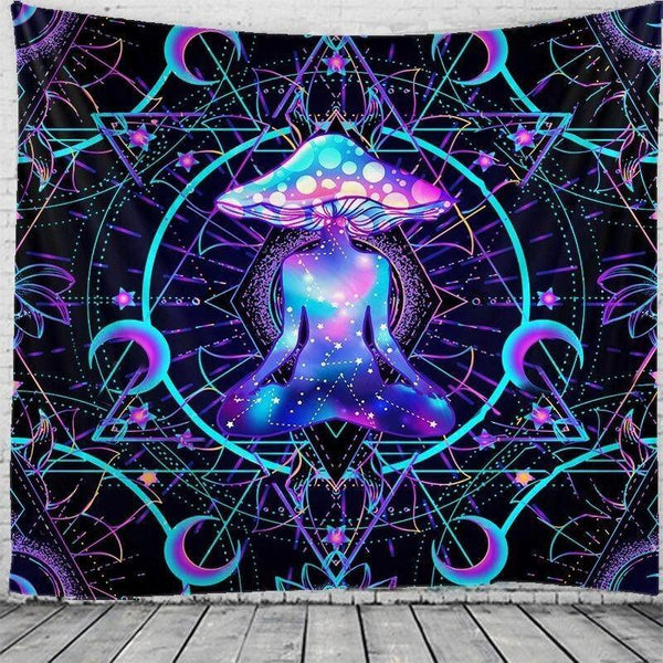 Cosmic Meditation Mushroom Tapestry - Ganesha's Market