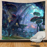 Cosmic Mushroom Forest Tapestry - Ganesha's Market