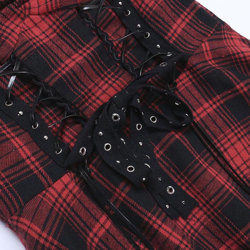 Gothic Plaid Suspender Dress - Ganesha's Market