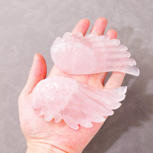 Large Rose Quartz Crystal Angel Wing - Ganesha's Market