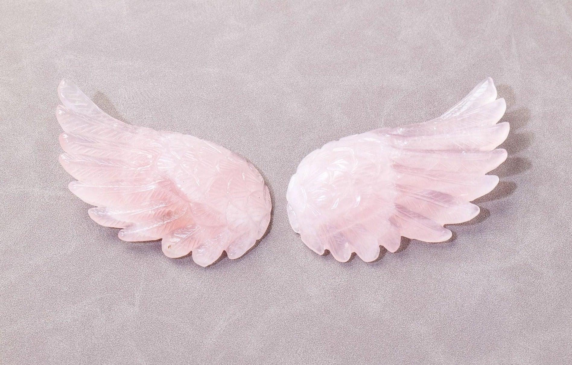 Large Rose Quartz Crystal Angel Wing - Ganesha's Market