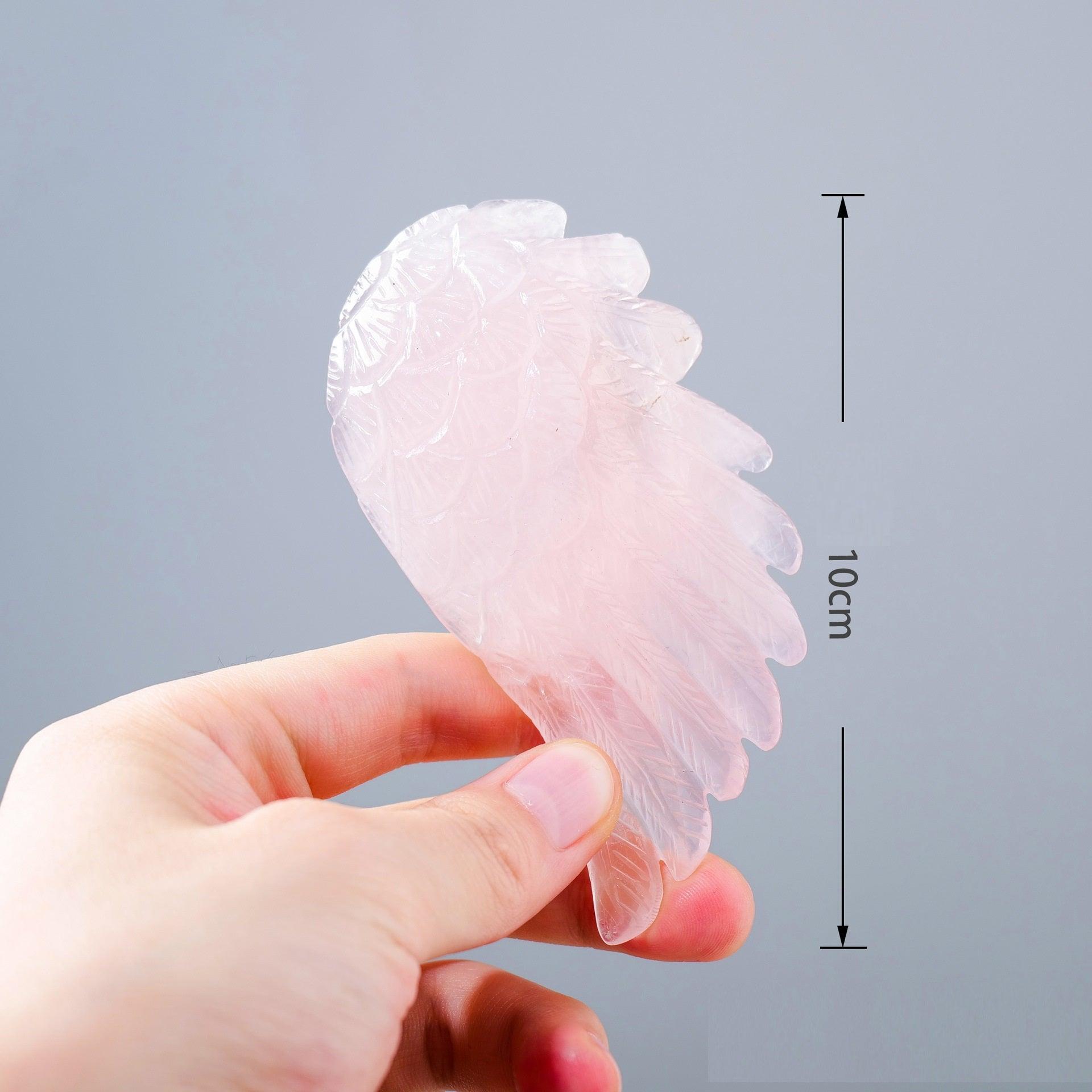 Large Rose Quartz Crystal Angel Wing - Ganesha's Market